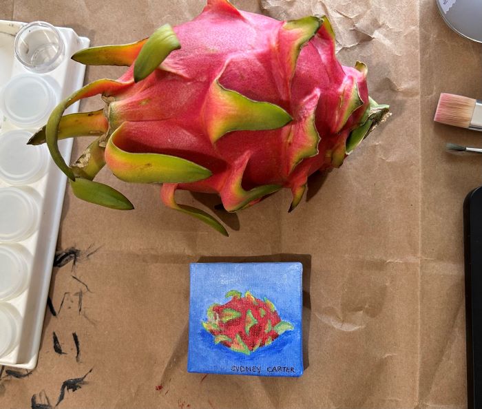 tiny painting of a dragon fruit